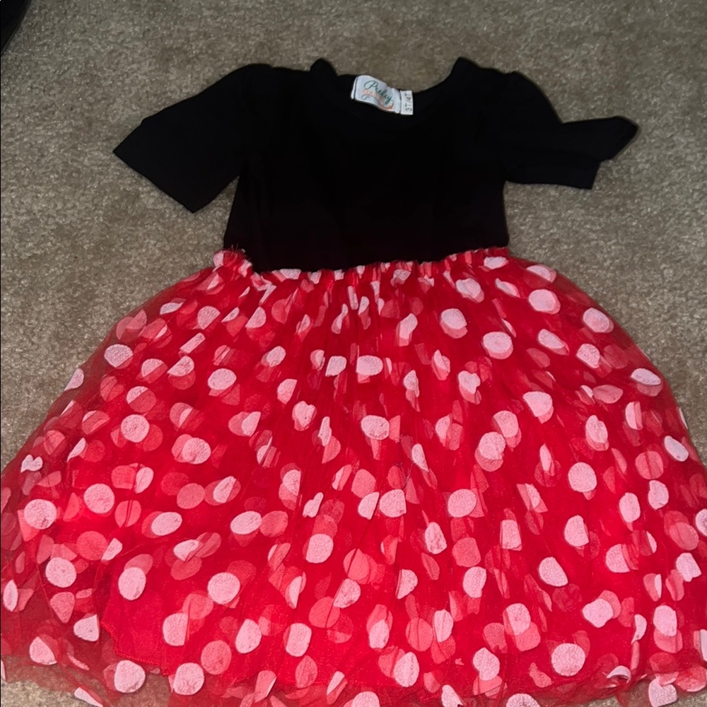 Esley Kids Dress in Black and Red with Polka Dots